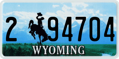 WY license plate 294704