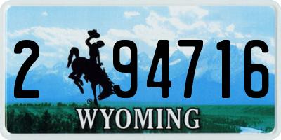 WY license plate 294716