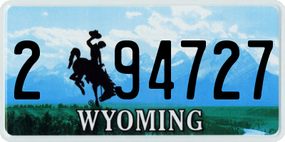 WY license plate 294727