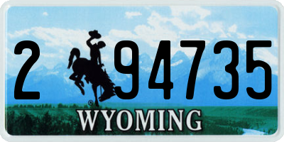 WY license plate 294735