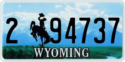 WY license plate 294737