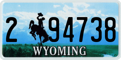 WY license plate 294738