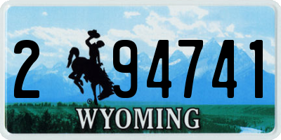 WY license plate 294741