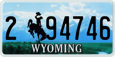 WY license plate 294746