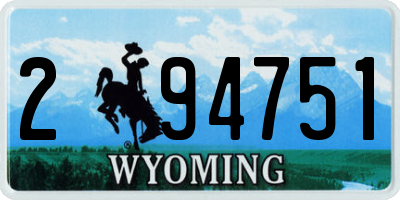 WY license plate 294751