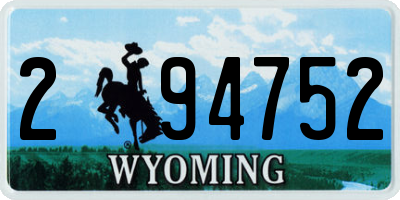 WY license plate 294752
