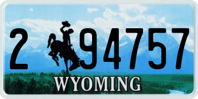 WY license plate 294757