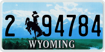 WY license plate 294784