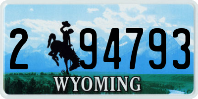 WY license plate 294793