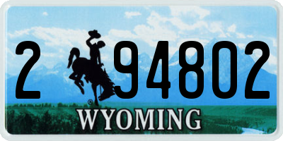 WY license plate 294802