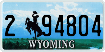 WY license plate 294804