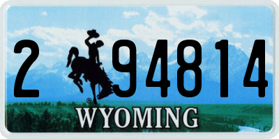 WY license plate 294814