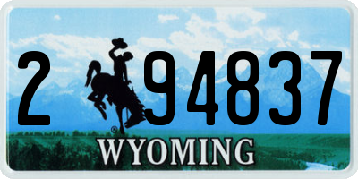 WY license plate 294837