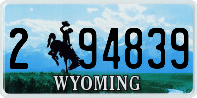 WY license plate 294839