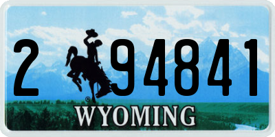WY license plate 294841