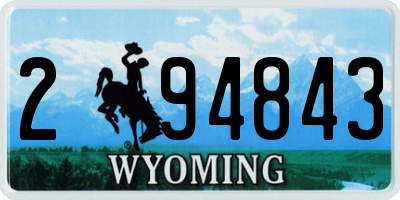 WY license plate 294843