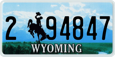 WY license plate 294847