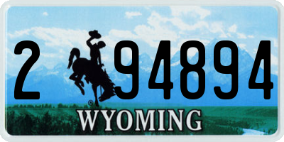 WY license plate 294894