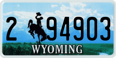 WY license plate 294903
