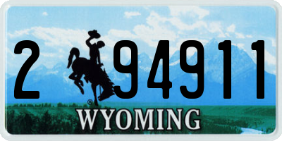 WY license plate 294911