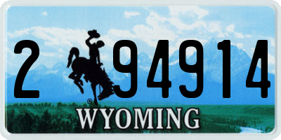 WY license plate 294914
