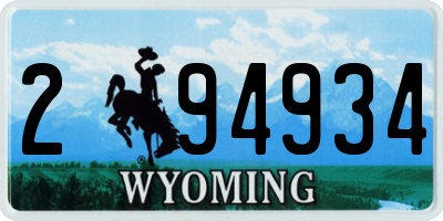 WY license plate 294934