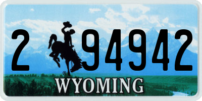 WY license plate 294942
