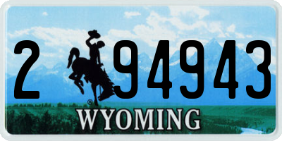 WY license plate 294943