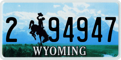 WY license plate 294947