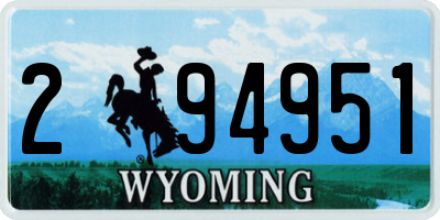 WY license plate 294951