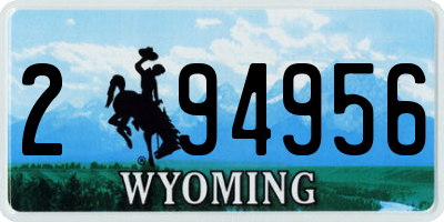 WY license plate 294956