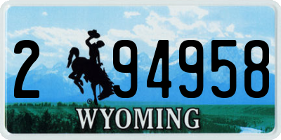 WY license plate 294958