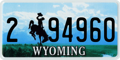 WY license plate 294960