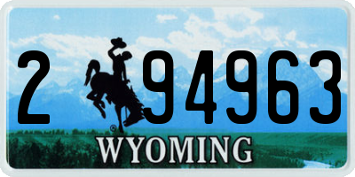 WY license plate 294963