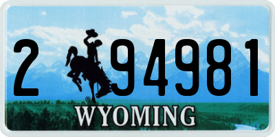 WY license plate 294981