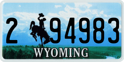 WY license plate 294983
