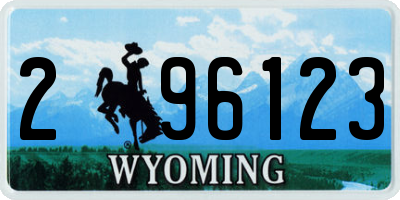 WY license plate 296123