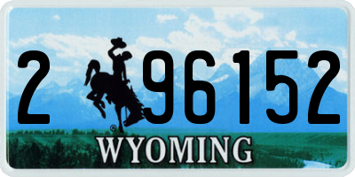 WY license plate 296152
