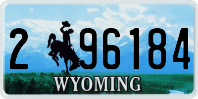 WY license plate 296184