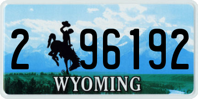 WY license plate 296192