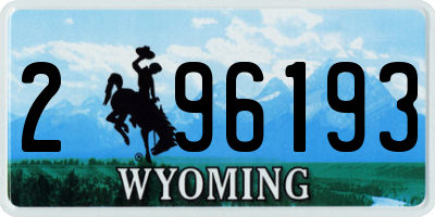WY license plate 296193