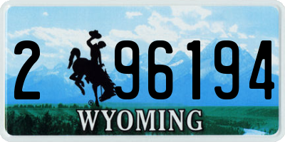WY license plate 296194