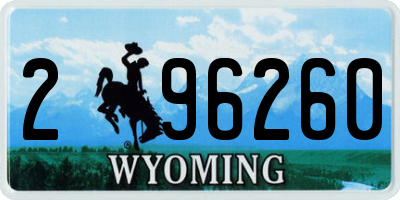 WY license plate 296260