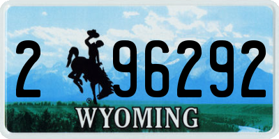 WY license plate 296292