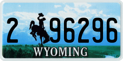 WY license plate 296296