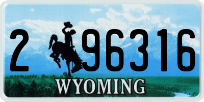 WY license plate 296316