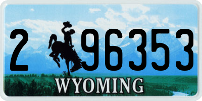 WY license plate 296353