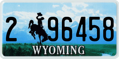 WY license plate 296458