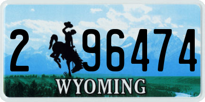 WY license plate 296474