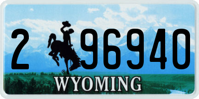 WY license plate 296940